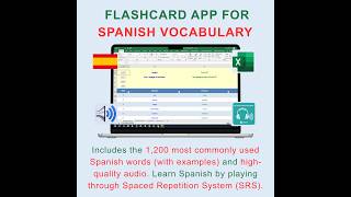 Spanish Vocabulary Flashcards Excel | 1,200 Most Common Words with Spanish (Spain) Audio + Examples