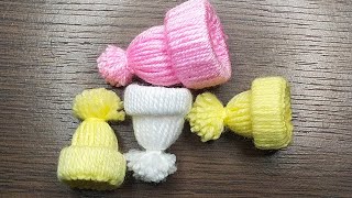 Amazing Woolen Craft Idea|Easy Hand made Woolen Miniature Pom Pom Hat/Cap Tutorial #Sewinghack#short