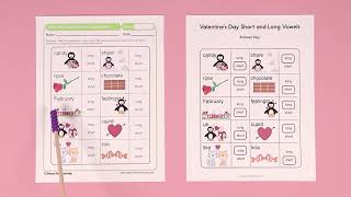 Valentine's Day Short and Long Vowels Worksheet