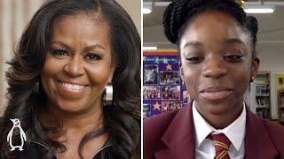 Michelle Obama talks to schoolgirls about sisterhood and self-belief