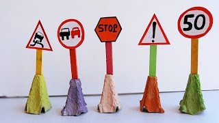Miniature Traffic Sign for kids #2 | Popsicle stick crafts