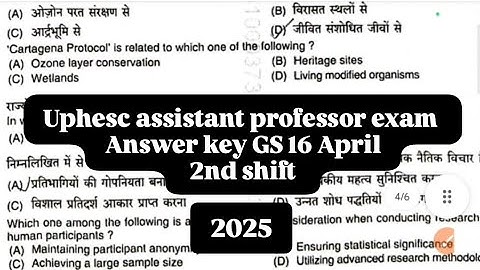 Uphesc | Assistant Professor Exam | GS | 16 April | 2nd Shift | 2025 | Advertisement 51