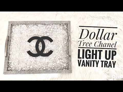 Dollar Tree Chanel 🤩 Light Up Vanity Tray 