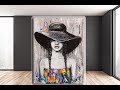 A Girl hiding under a Hat / Step by Step Abstract/ Acrylic Painting for beginners   /MariaArtHome