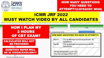 LAST MINUTE TIP FOR ICMR JRF EXAM 2022!!MUST WATCH!!SAFE MARKS FOR GENERAL,EWS,OBC,SC,ST!!