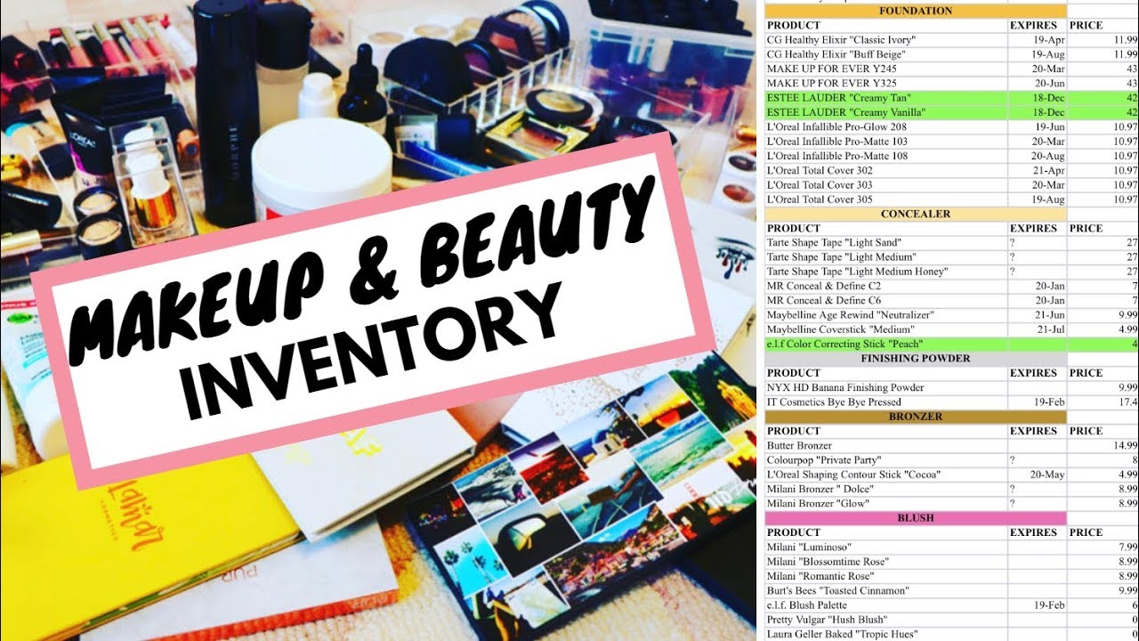 MAKEUP & BEAUTY INVENTORY | MAKEUP NO BUY/LOW BUY - YouTube