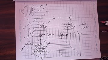 Hexagonal pyramid cut by section plane 30degree to HP & perpendicular to VP & bisects the axis