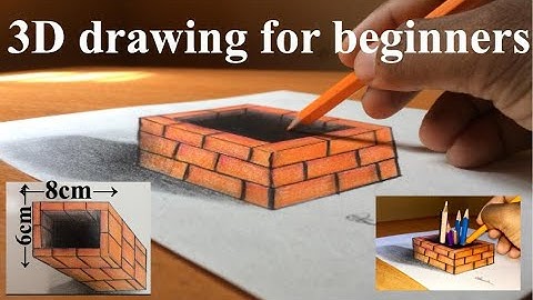 How to draw Brick 3D Art of  "water well" with Colour pencils