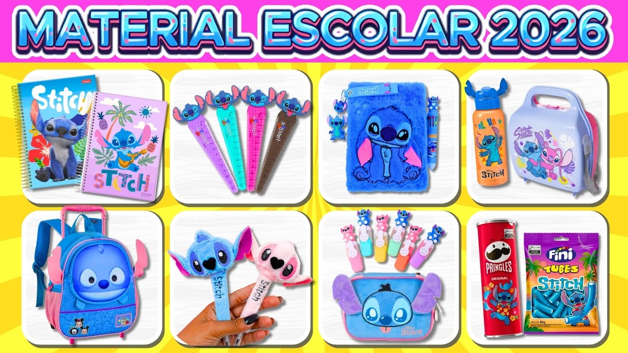 💙 MONTE SEU MATERIAL ESCOLAR DO STITCH 2026 💙 Quiz Volta às Aulas