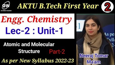 Lec-2 I Unit-1 I Atomic and Molecular Structure I Engg.Chemistry I B.Tech I-Year I Neeraj Tomar mam