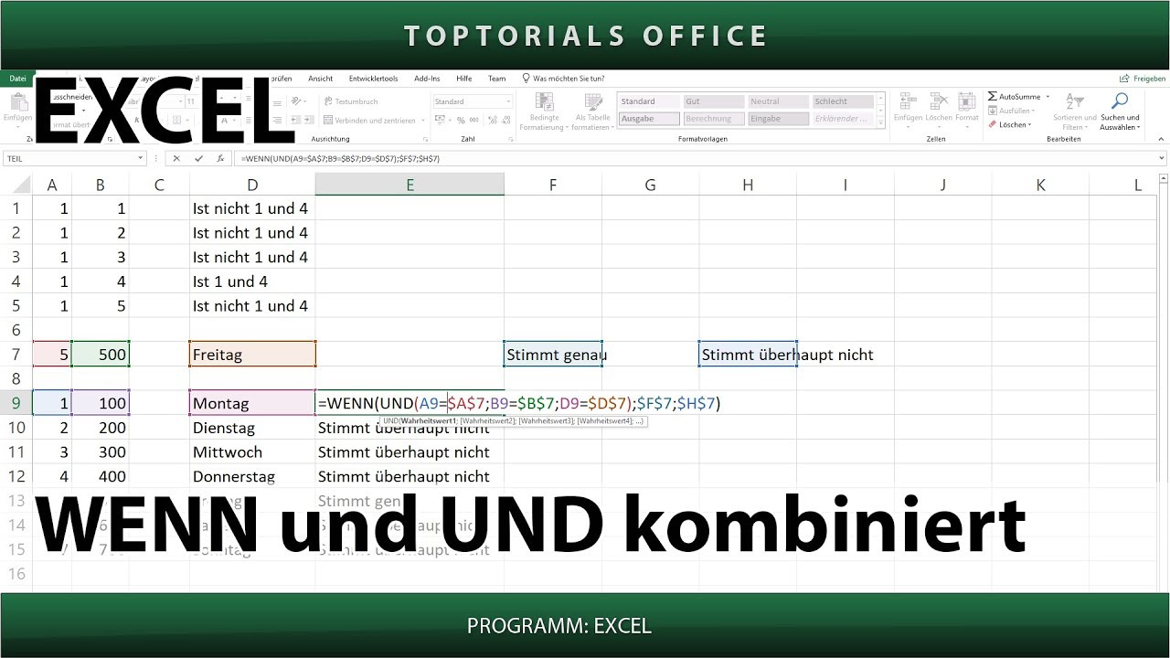 Wenn Und Und Kombiniert Excel Youtube
