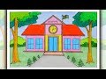 How to draw a School step by step | How to draw Scenery of School