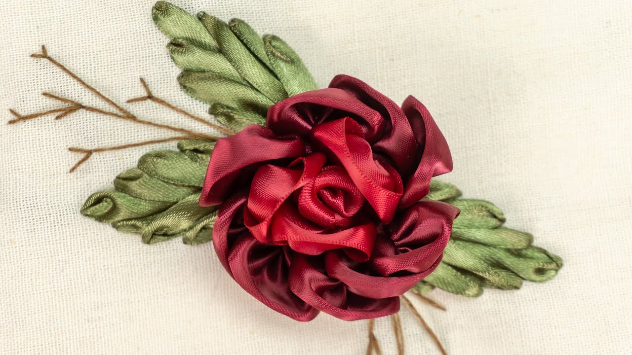 Real Stitched Roses Decorate Your loving day with Ribbon Roses: DIY Stitching Ideas - YouTube