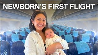 Our 2 month old baby’s FIRST FLIGHT! ✈️