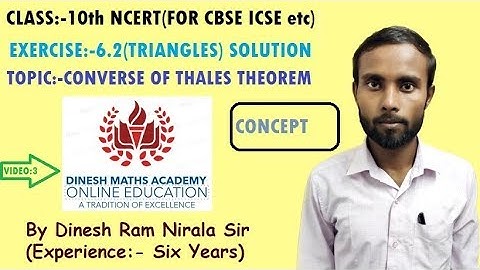 NCERT SOLUTION  CLASS 10TH  TRIANGLES THALES THEOREM CHAPTER 6.1  VIDEO 3 BY DINESH RAM NIRALA SIR