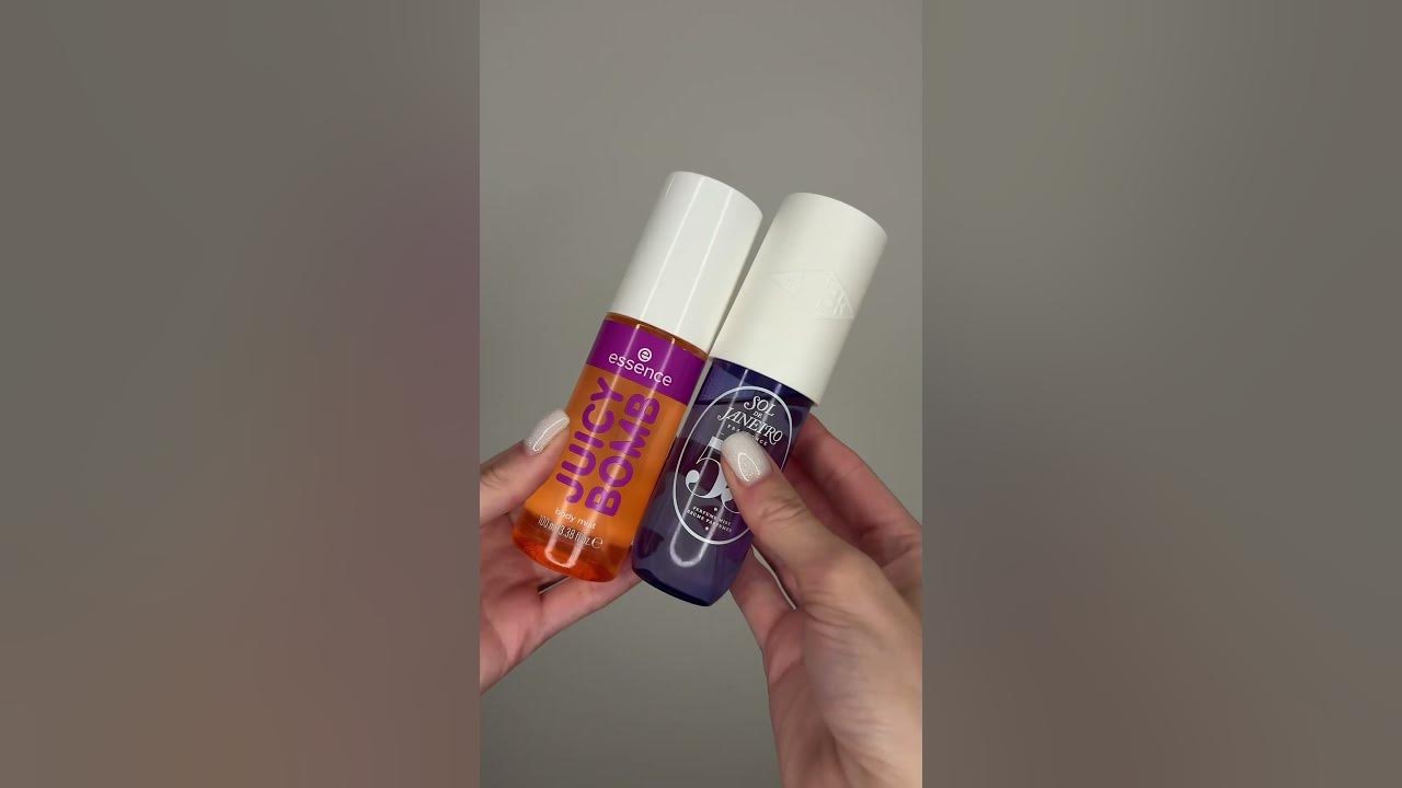 Did you know that the new mists Juicy Bomb are dupes for Sol de Janeiro? 😱 #essence #beautyfinds