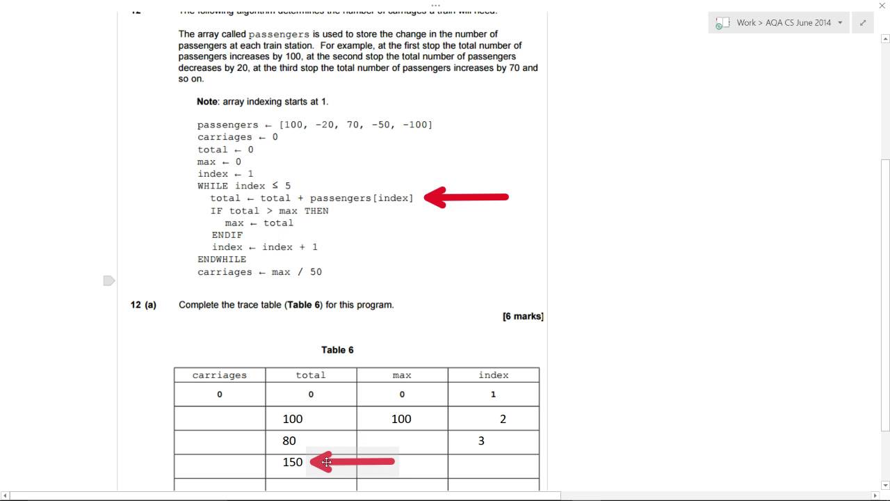 Trace Table For Flow Chart