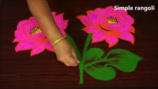 Simple Rangoli Designs KOLAM | Small Flower kolam withOUT dots by Jayanthi | Muggulu