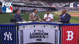 Mookie betts joins kevin burkhardt, arod and frank thomas to talk
about his time in london leading up the game at stadium. he also has a
message fo...