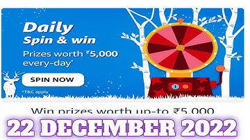 Amazon Daily Spin and Win Quiz Answers Today|22 December 2022 | Daily Quiz Time