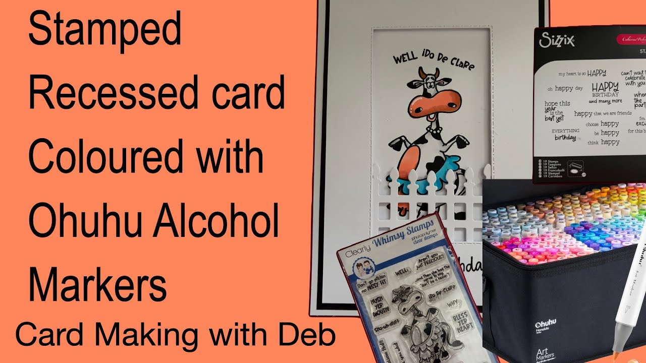 Recessed Stamped Image with Whimsy Southern Cow Belle coloured with Ohuhu Alcohol Markers