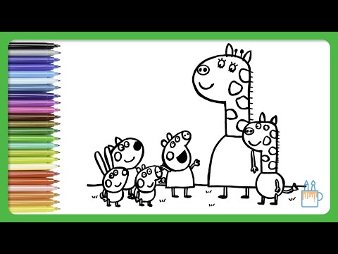 Desenhar E Colorir Peppa Pig Fugindo Do Dinossauro George Pig