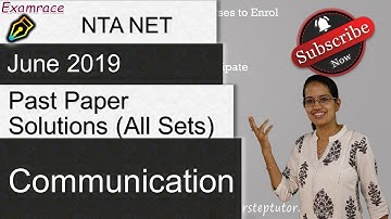 Communication: Important from NTA NET Paper 1 June 2019 (Past Paper Solutions): Dr. Manishika