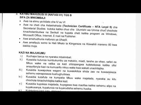NAFASI ZA KAZI 2021 Ajira Mpya 2021/2022 tangazo la Ajira leo Utumishi