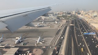 Landing at dxb Dubai airport by Emirates airline B 777-300ER 2021