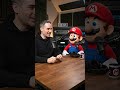 Mario eats a mushroom and grows 2x.