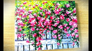 Bougainvillea tree painting/How to Painting Flower Tree/Easy painting