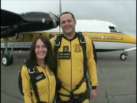 Shea Vaughn and son Vince Vaughn tandem jump with the Army Golden Knights