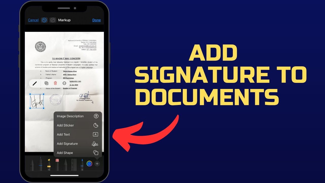 How to add signature at any scanned document in iphone without using ...