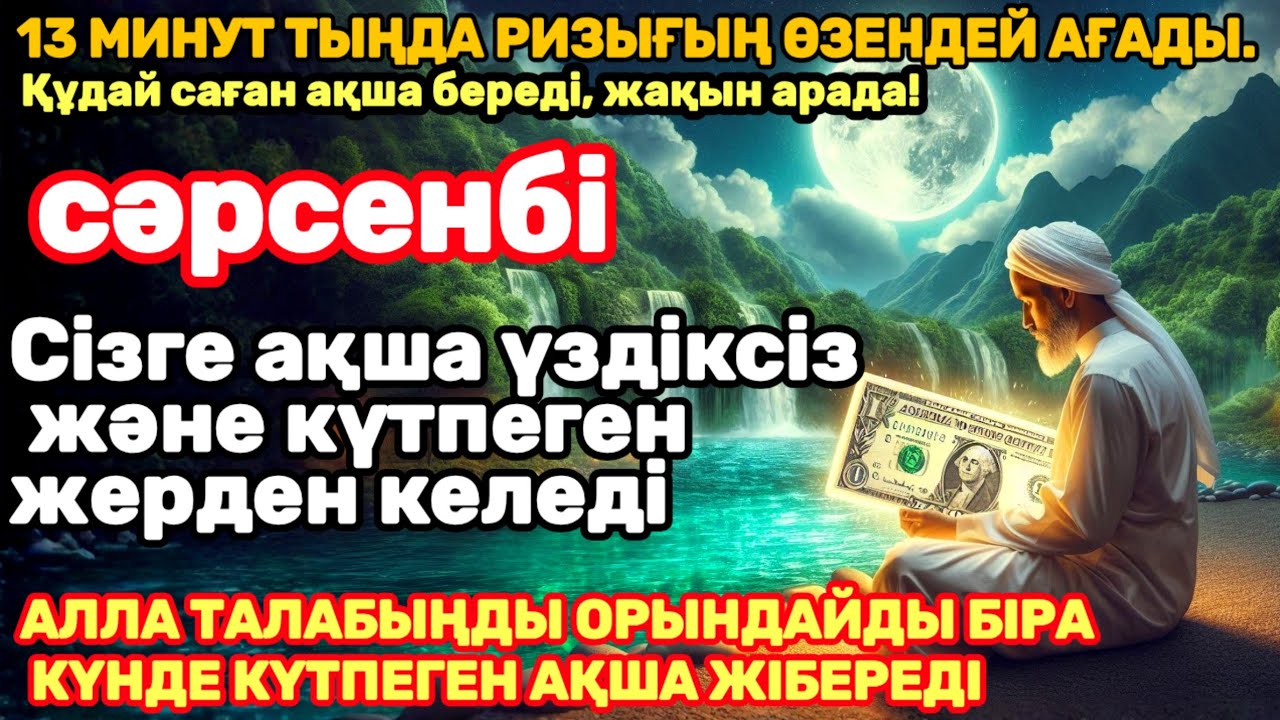 Тыңда Өте күшті дұға сәрсенбі, Алла бір күнде ойламаған ақша байлық жібереді, ризығың көбейеді