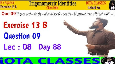 Class 10 Math Exercise 13 B Question 09 | Trigonometric Identities Class 10 R S Agarwal Chapter 13 B