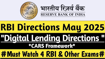 RBI Directions 2025 | RBI Updates 2025 | Digital Lending Directions May 2025 #currentaffairs 