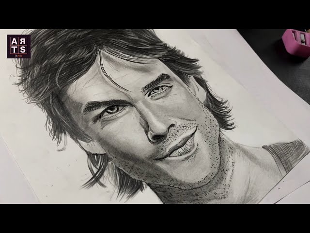 Damon Salvatore  Desenho de rosto realista, Desenho de rosto