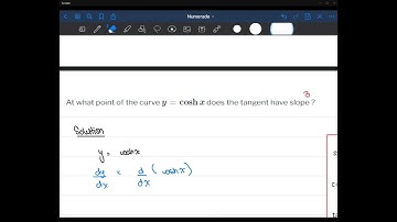 At what point of the curve y = coshx does the tangent have slope ?
