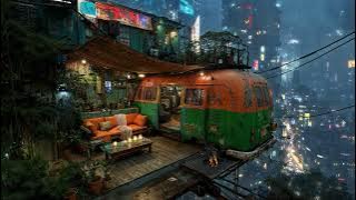 Lofi Zen - Relaxing Lo-fi Chill Tracks with Cyberpunk Rain | For Study, Sleep, or Relaxation | 4K