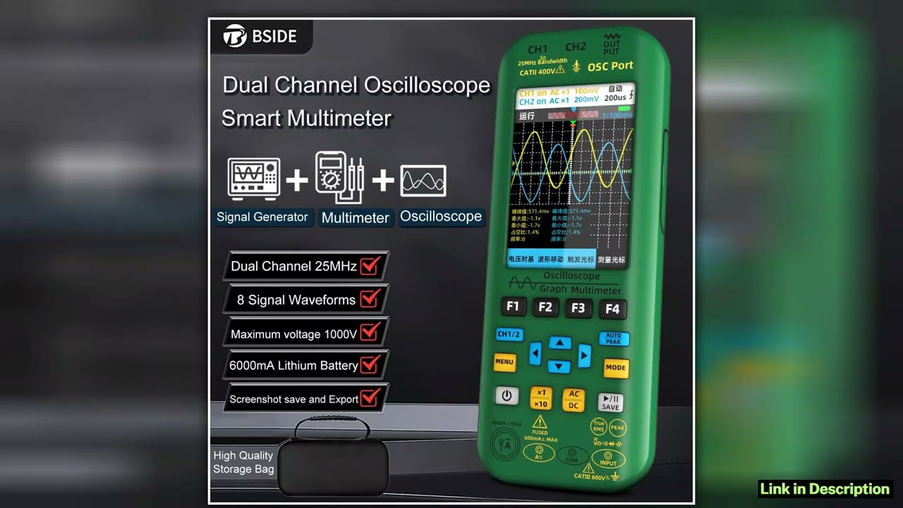 BSIDE O7 O9 Handheld digital oscilloscope Multimeter Function Signal generator 3IN1 Dual channel 25
