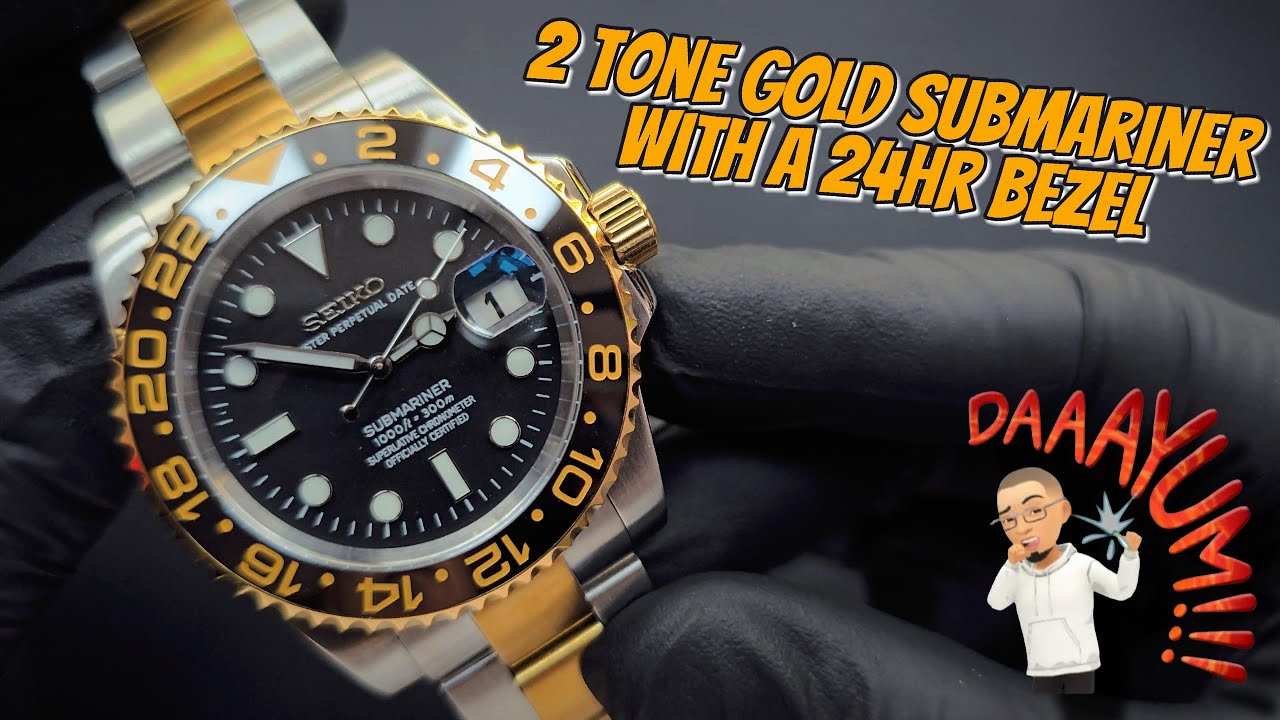 Two-Tone Gold Submariner Seiko Mod – Affordable Luxury Built with AliExpress Parts! ⌚💎