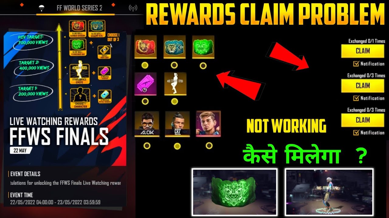 HOW TO GET FFWS LIVE WATCHING FREE REWARD IN FREE FIRE NEW EVENT FREE FIRE CLAIM OPTION NOT WORKING