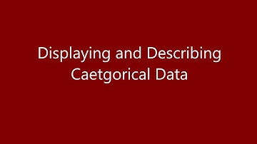 Displaying and Describing Categorical Data