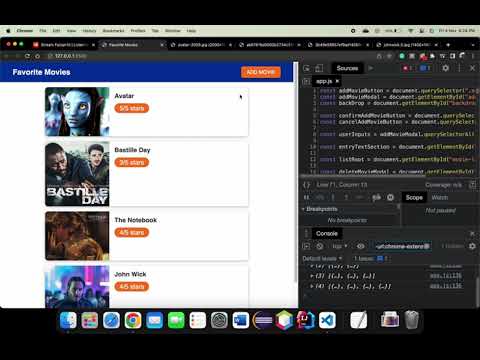 Favourite Movies Web Application with Database | JavaScript