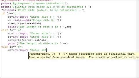 Pythagorean theorem calculator in python