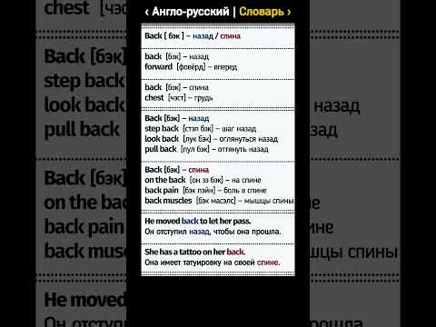 📚 Словарь: Back — назад / спина | Английский язык. #shorts