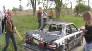 Jen and Emily destroy the 1990 toyota camry Davidsfarmison[bliptv]now Can You Destroy A Toyota Camry