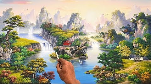 Tranh sơn thủy đẹp, thi công và nhận dạy vẽ tranh tường 3d cho tất cả các bạn có đam mê.