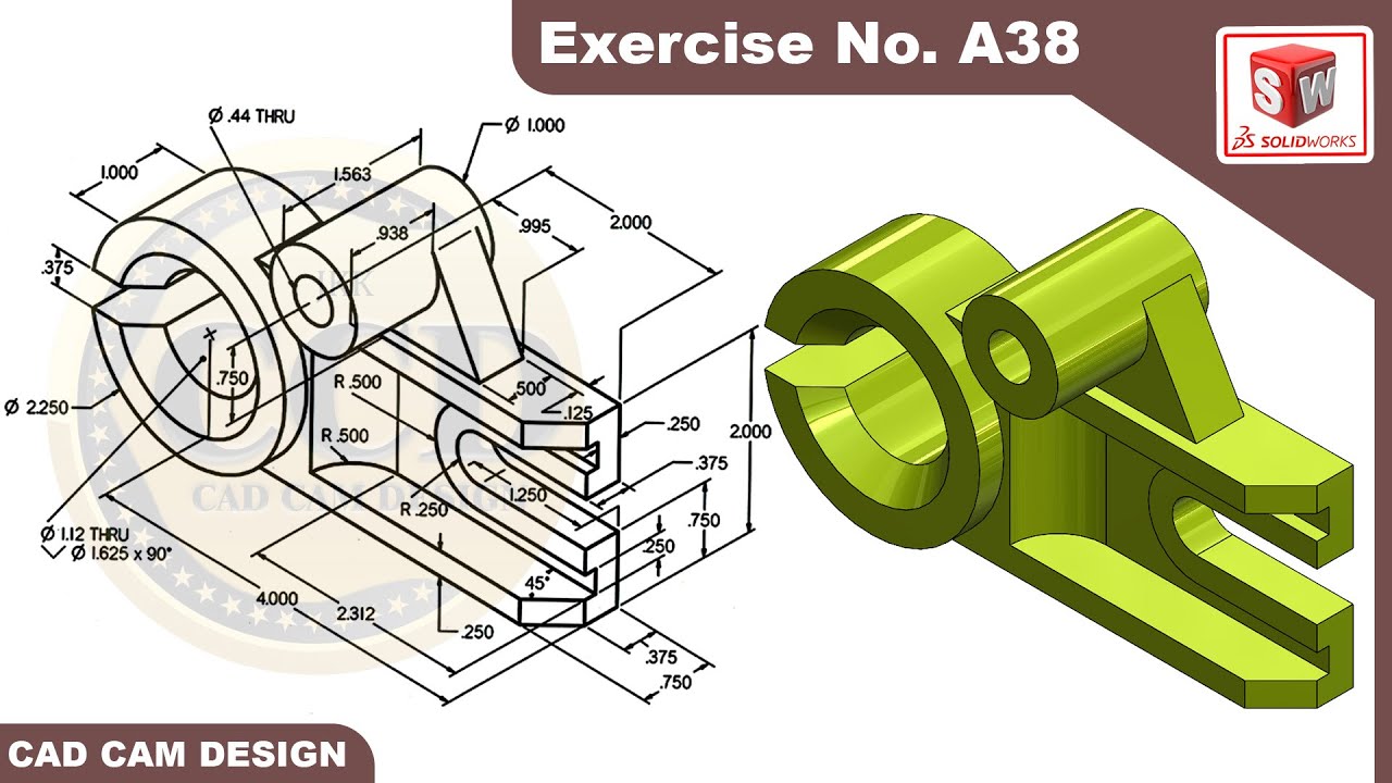 solidworks tutorial for beginners exercise 38 |... SolidWorks Tutorial for beginners Exercise A38 - YouTube