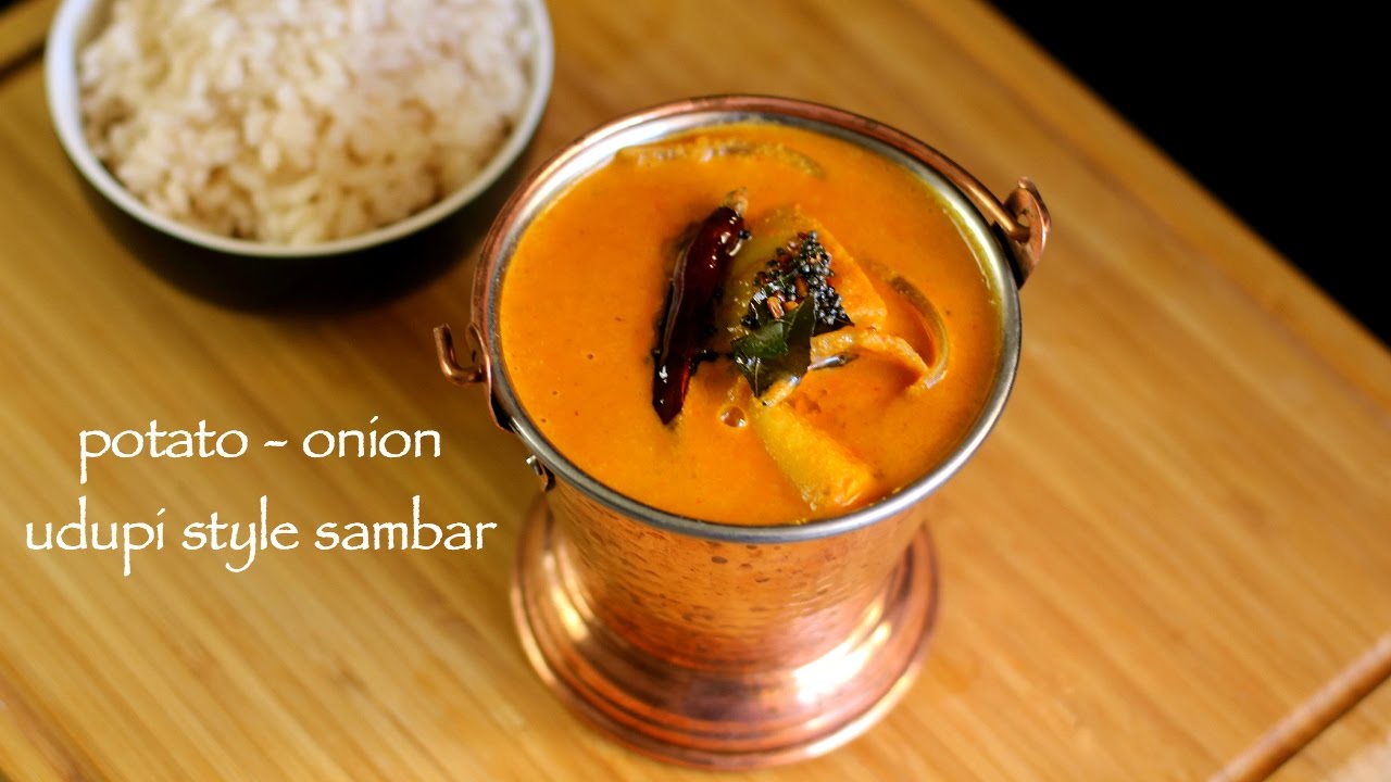 udupi sambar recipe | coconut sambar recipe | potato onion sambar | Hebbar Kitchen